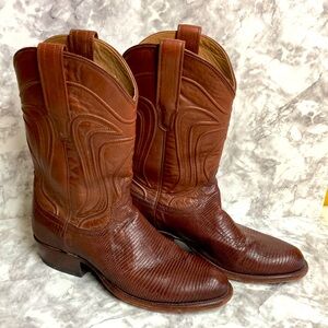 Tecovas “the Nolan” leather bourbon brown lizard cowboy boots size 7